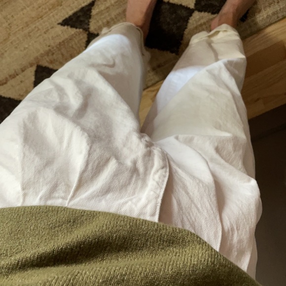 ZARA Premium White Slouch Pleated Denim Trousers 6 - Picture 5 of 7